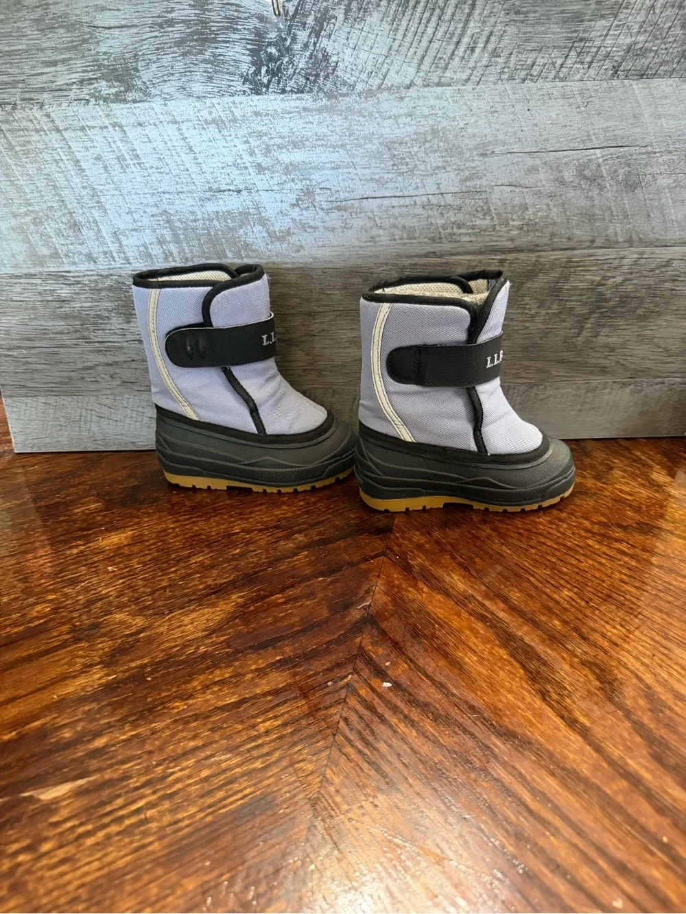 L.L. Bean Toddler Grey/Purple Snow Boots Warm Waterproof Winter Footwear Sz 7